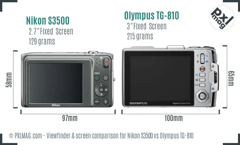 Nikon S3500 vs Olympus TG-810 Screen and Viewfinder comparison Nikon S3500 vs Olympus TG-810 Screen and Viewfinder comparison