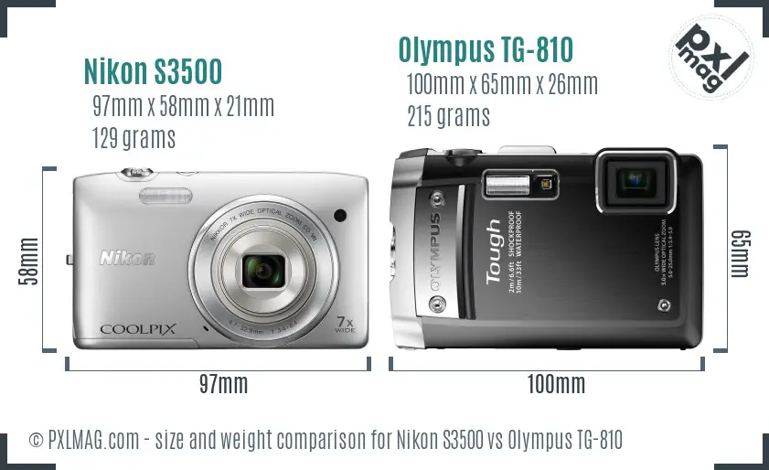 Nikon S3500 vs Olympus TG-810 size comparison Nikon S3500 vs Olympus TG-810 size comparison