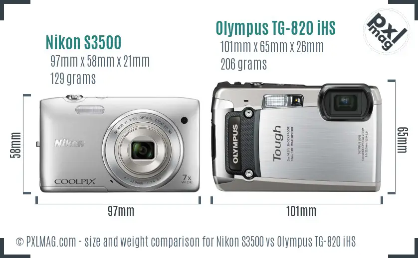 Nikon S3500 vs Olympus TG-820 iHS size comparison Nikon S3500 vs Olympus TG-820 iHS size comparison