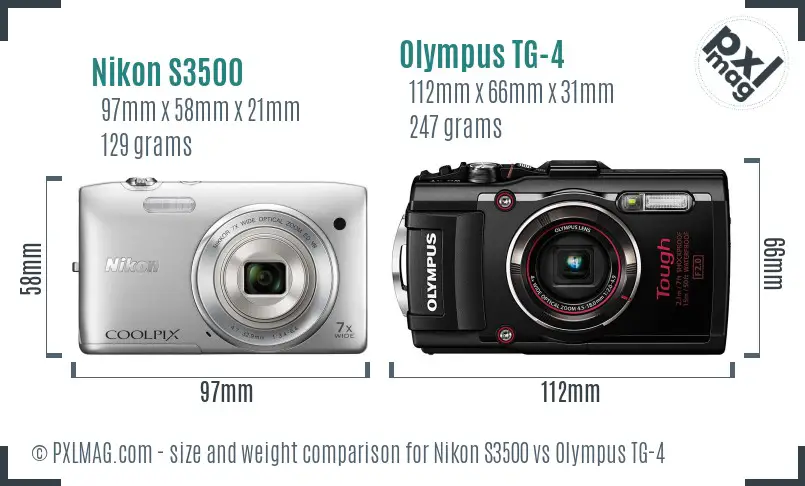 Nikon S3500 vs Olympus TG-4 size comparison