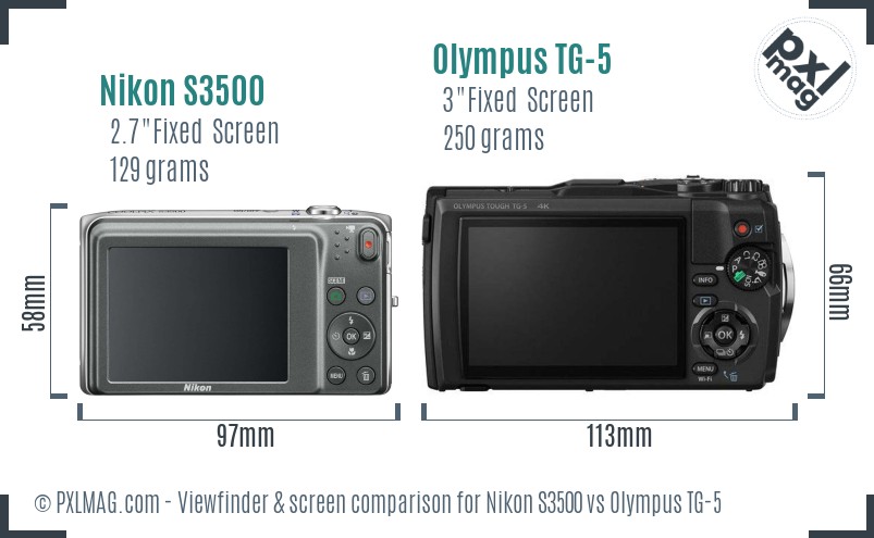 Nikon S3500 vs Olympus TG-5 Screen and Viewfinder comparison