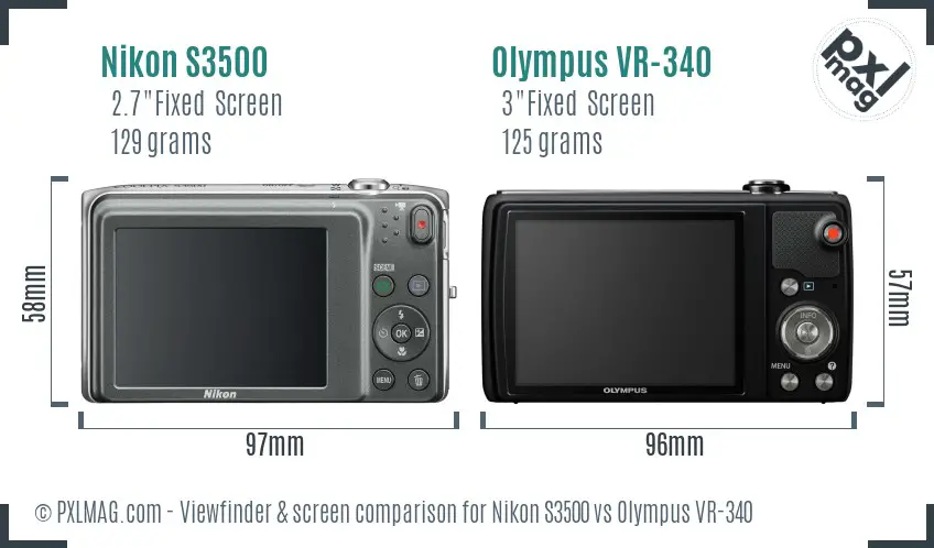 Nikon S3500 vs Olympus VR-340 Screen and Viewfinder comparison