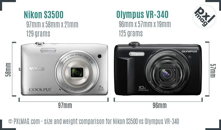 Nikon S3500 vs Olympus VR-340 size comparison