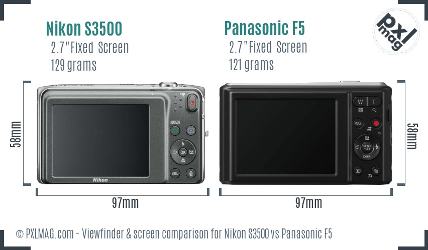 Nikon S3500 vs Panasonic F5 Screen and Viewfinder comparison