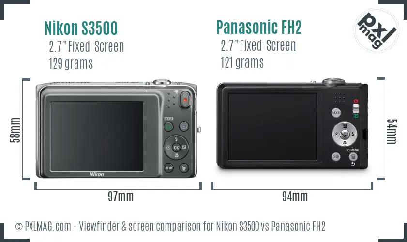 Nikon S3500 vs Panasonic FH2 Screen and Viewfinder comparison