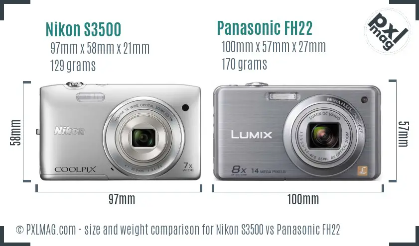 Nikon S3500 vs Panasonic FH22 size comparison Nikon S3500 vs Panasonic FH22 size comparison