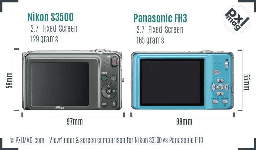 Nikon S3500 vs Panasonic FH3 Screen and Viewfinder comparison