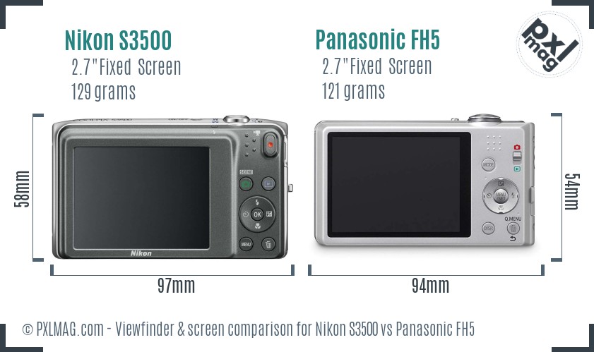 Nikon S3500 vs Panasonic FH5 Screen and Viewfinder comparison