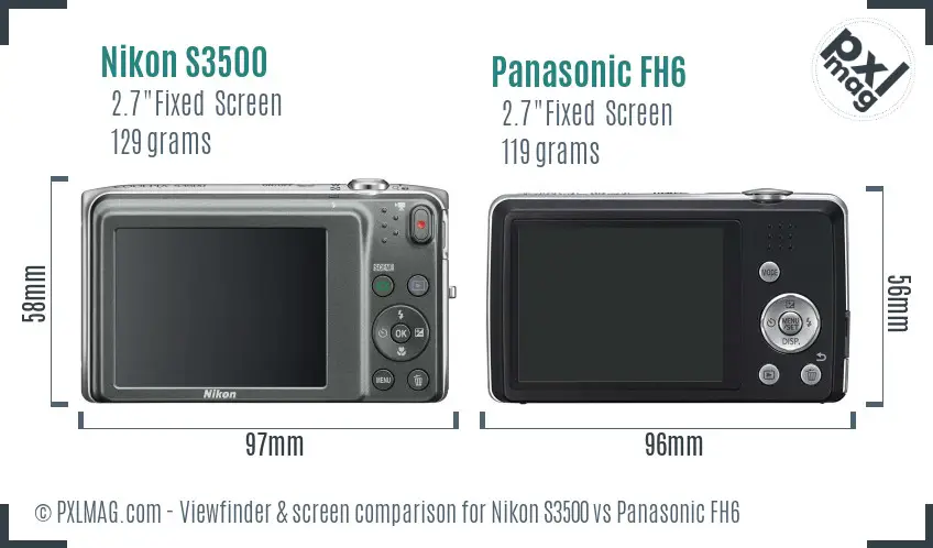 Nikon S3500 vs Panasonic FH6 Screen and Viewfinder comparison