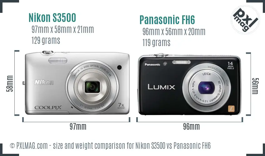 Nikon S3500 vs Panasonic FH6 size comparison