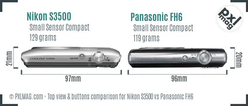 Nikon S3500 vs Panasonic FH6 top view buttons comparison