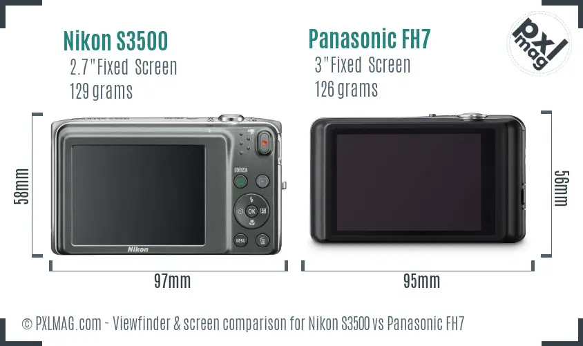 Nikon S3500 vs Panasonic FH7 Screen and Viewfinder comparison
