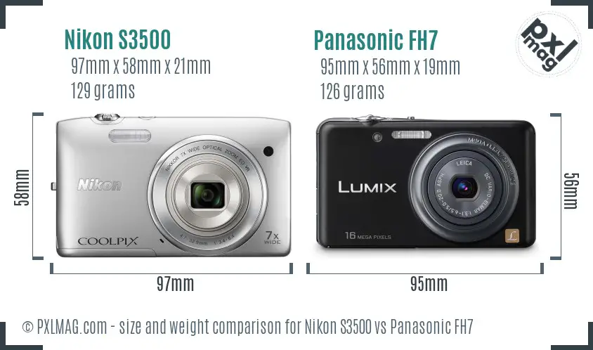 Nikon S3500 vs Panasonic FH7 size comparison