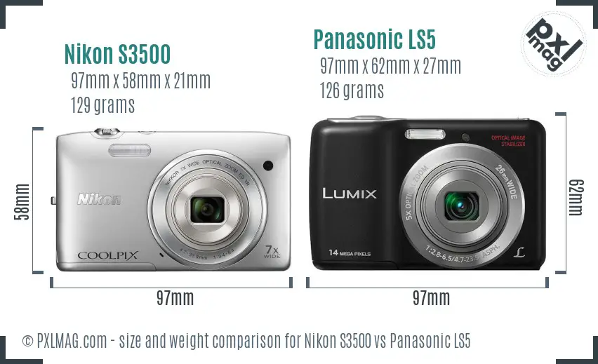 Nikon S3500 vs Panasonic LS5 size comparison