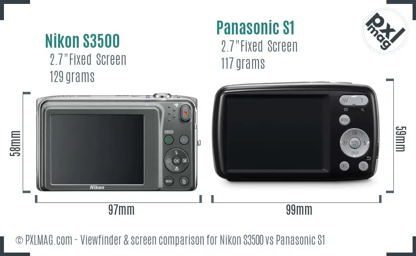 Nikon S3500 vs Panasonic S1 Screen and Viewfinder comparison