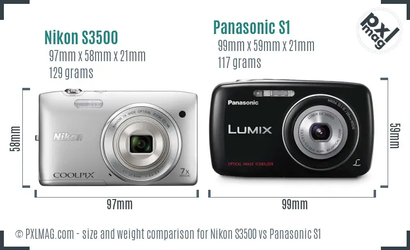 Nikon S3500 vs Panasonic S1 size comparison