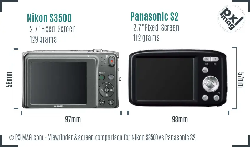 Nikon S3500 vs Panasonic S2 Screen and Viewfinder comparison