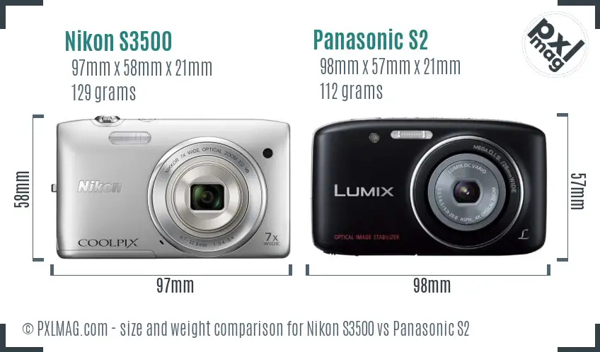 Nikon S3500 vs Panasonic S2 size comparison Nikon S3500 vs Panasonic S2 size comparison