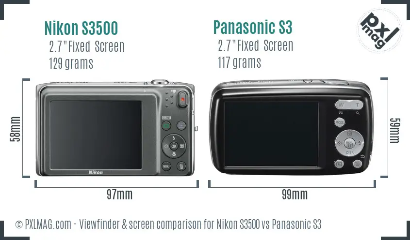 Nikon S3500 vs Panasonic S3 Screen and Viewfinder comparison