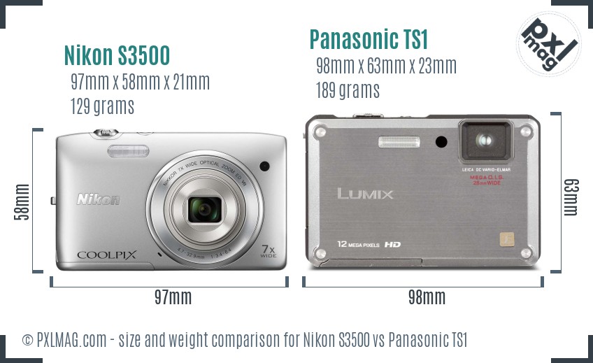 Nikon S3500 vs Panasonic TS1 size comparison Nikon S3500 vs Panasonic TS1 size comparison