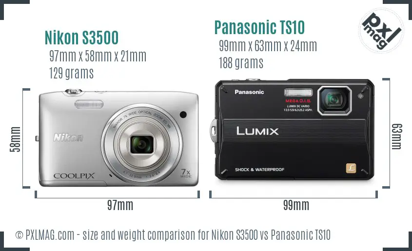 Nikon S3500 vs Panasonic TS10 size comparison