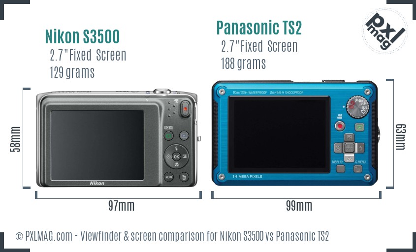 Nikon S3500 vs Panasonic TS2 Screen and Viewfinder comparison