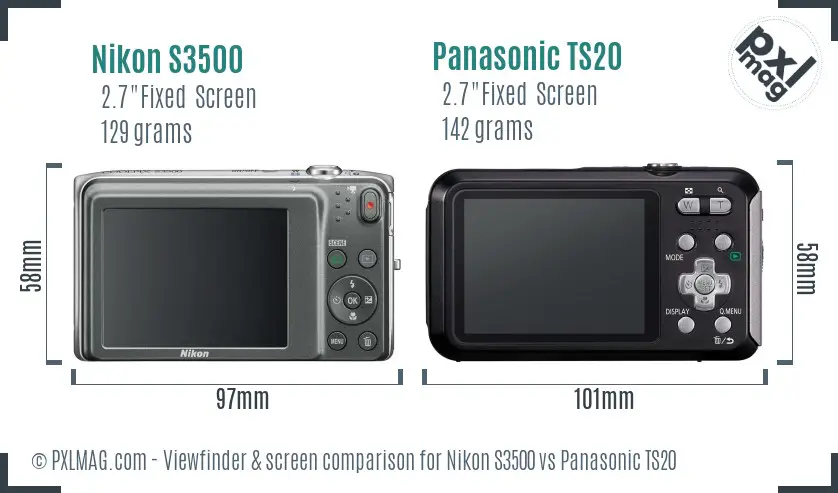 Nikon S3500 vs Panasonic TS20 Screen and Viewfinder comparison
