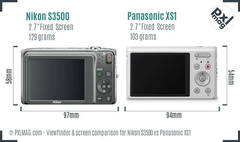Nikon S3500 vs Panasonic XS1 Screen and Viewfinder comparison Nikon S3500 vs Panasonic XS1 Screen and Viewfinder comparison
