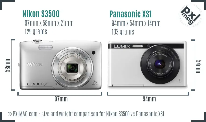 Nikon S3500 vs Panasonic XS1 size comparison Nikon S3500 vs Panasonic XS1 size comparison