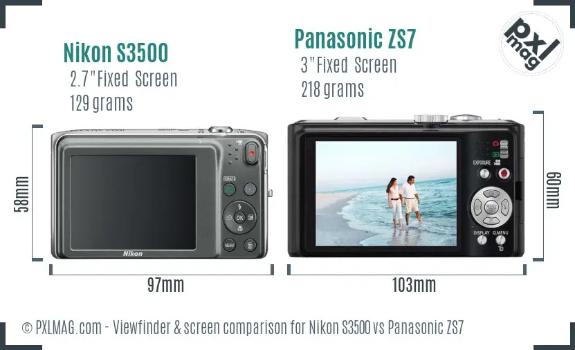 Nikon S3500 vs Panasonic ZS7 Screen and Viewfinder comparison Nikon S3500 vs Panasonic ZS7 Screen and Viewfinder comparison