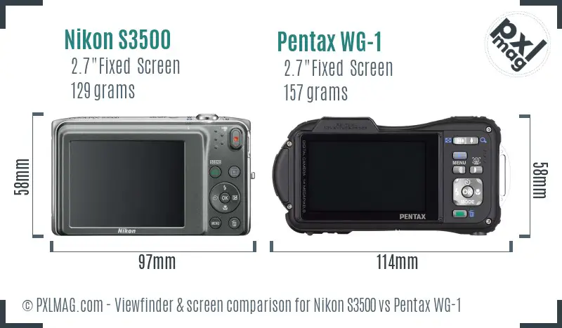 Nikon S3500 vs Pentax WG-1 Screen and Viewfinder comparison