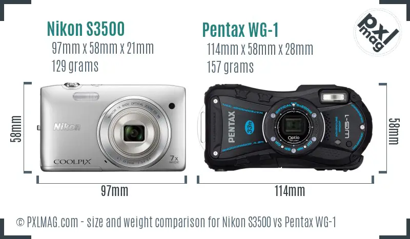 Nikon S3500 vs Pentax WG-1 size comparison