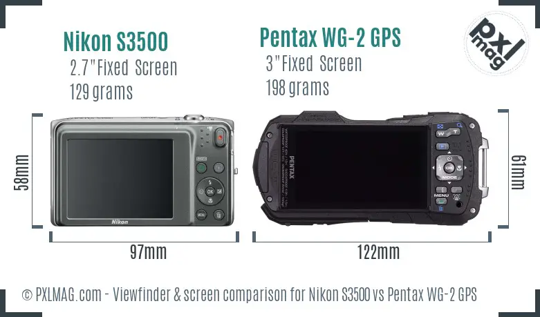 Nikon S3500 vs Pentax WG-2 GPS Screen and Viewfinder comparison Nikon S3500 vs Pentax WG-2 GPS Screen and Viewfinder comparison