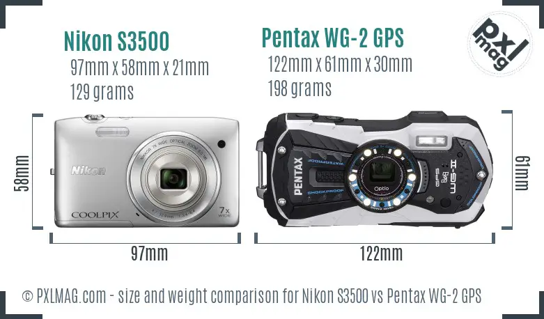 Nikon S3500 vs Pentax WG-2 GPS size comparison Nikon S3500 vs Pentax WG-2 GPS size comparison