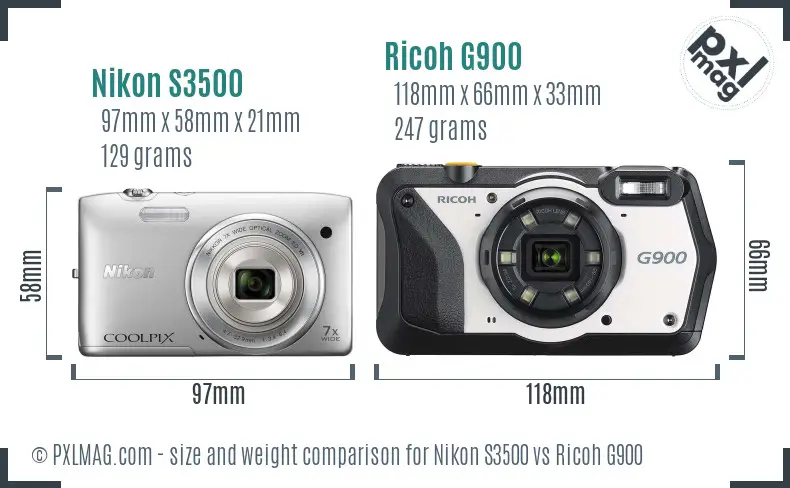 Nikon S3500 vs Ricoh G900 size comparison Nikon S3500 vs Ricoh G900 size comparison