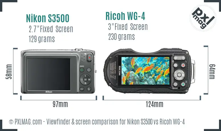 Nikon S3500 vs Ricoh WG-4 Screen and Viewfinder comparison Nikon S3500 vs Ricoh WG-4 Screen and Viewfinder comparison