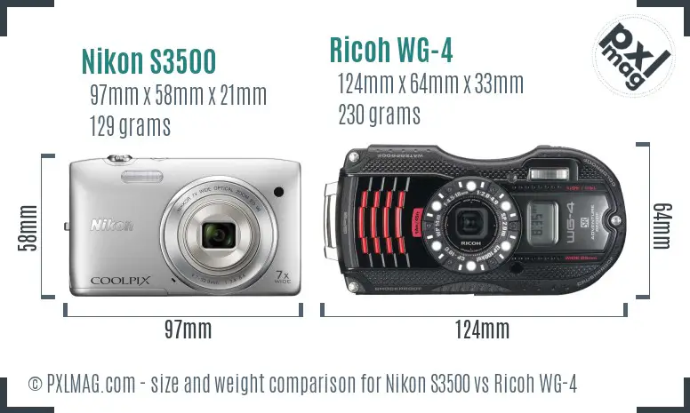 Nikon S3500 vs Ricoh WG-4 size comparison Nikon S3500 vs Ricoh WG-4 size comparison