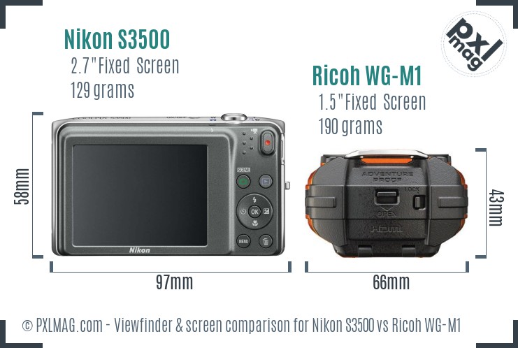 Nikon S3500 vs Ricoh WG-M1 Screen and Viewfinder comparison