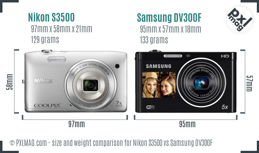 Nikon S3500 vs Samsung DV300F size comparison