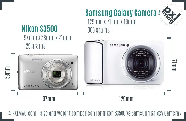 Nikon S3500 vs Samsung Galaxy Camera 4G size comparison