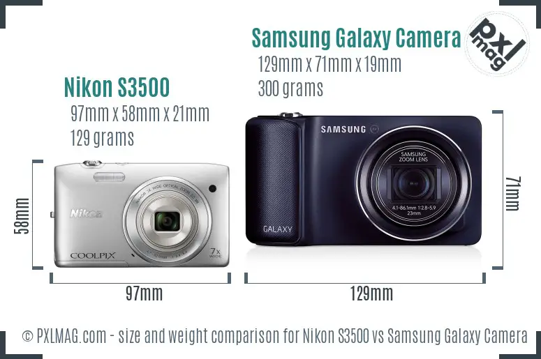 Nikon S3500 vs Samsung Galaxy Camera size comparison