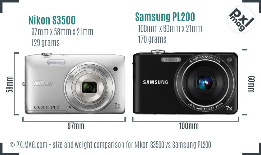 Nikon S3500 vs Samsung PL200 size comparison