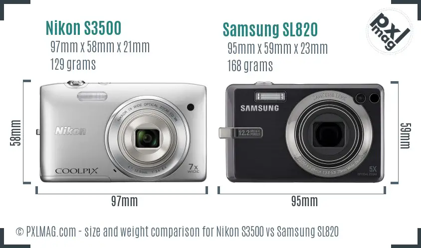 Nikon S3500 vs Samsung SL820 size comparison Nikon S3500 vs Samsung SL820 size comparison