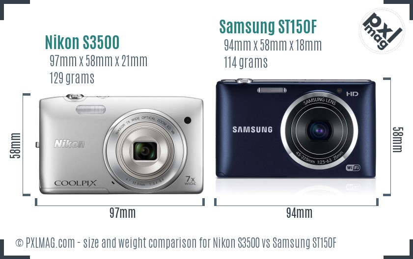 Nikon S3500 vs Samsung ST150F size comparison Nikon S3500 vs Samsung ST150F size comparison