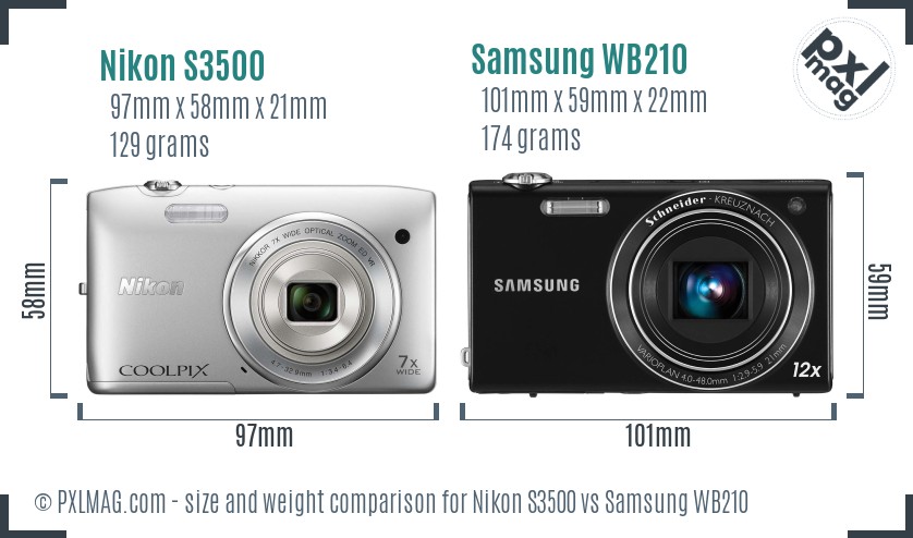 Nikon S3500 vs Samsung WB210 size comparison Nikon S3500 vs Samsung WB210 size comparison