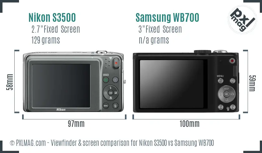 Nikon S3500 vs Samsung WB700 Screen and Viewfinder comparison Nikon S3500 vs Samsung WB700 Screen and Viewfinder comparison