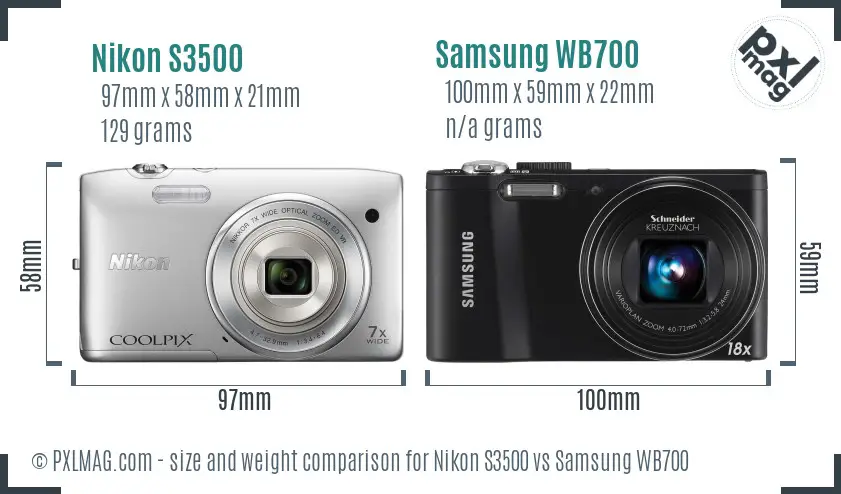 Nikon S3500 vs Samsung WB700 size comparison Nikon S3500 vs Samsung WB700 size comparison