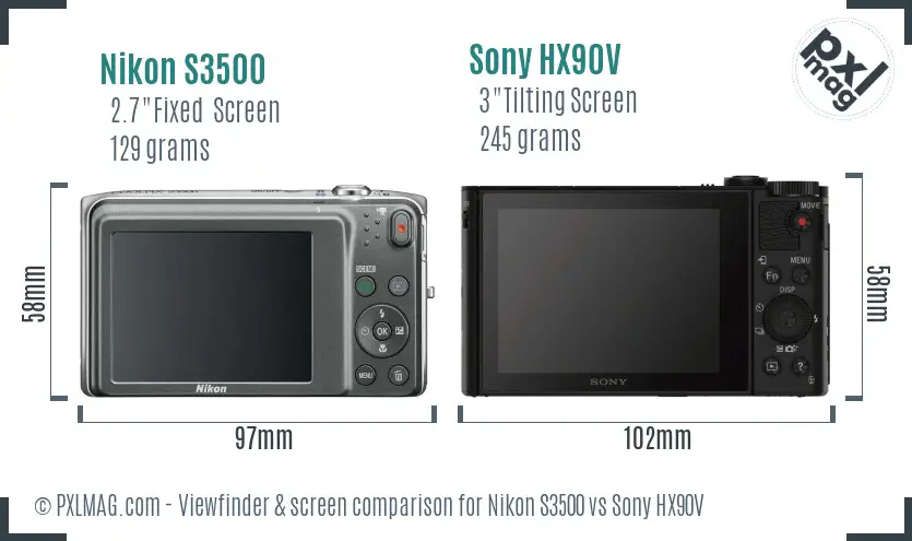 Nikon S3500 vs Sony HX90V Screen and Viewfinder comparison Nikon S3500 vs Sony HX90V Screen and Viewfinder comparison