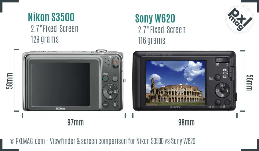 Nikon S3500 vs Sony W620 Screen and Viewfinder comparison Nikon S3500 vs Sony W620 Screen and Viewfinder comparison