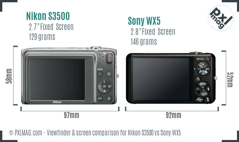 Nikon S3500 vs Sony WX5 Screen and Viewfinder comparison
